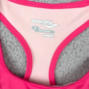 Saucony Womens Tank Top Medium M Pink Black Athletic Racerback Sleeveless‎